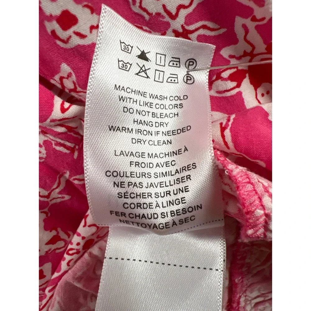 UNTUCKit Lucy Dress Women M Pink Floral Sleeveless Tie Waist Ruffle Hem Resort